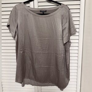 Eileen Fisher Gray Silk Short Sleeve Classic Top